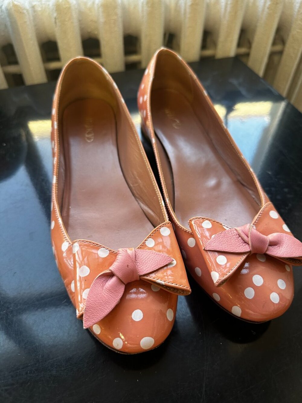 REDValentino Valentino Pink Patent Leather Polka Dot Flats sz 39.5 - Picture 5 of 7